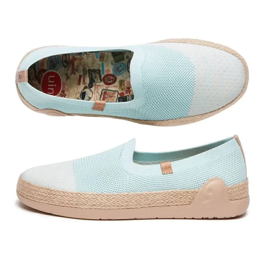 UIN Women's Espadrilles Knitted Lightweight Casual Shoes Marbella II(Azure Blue)